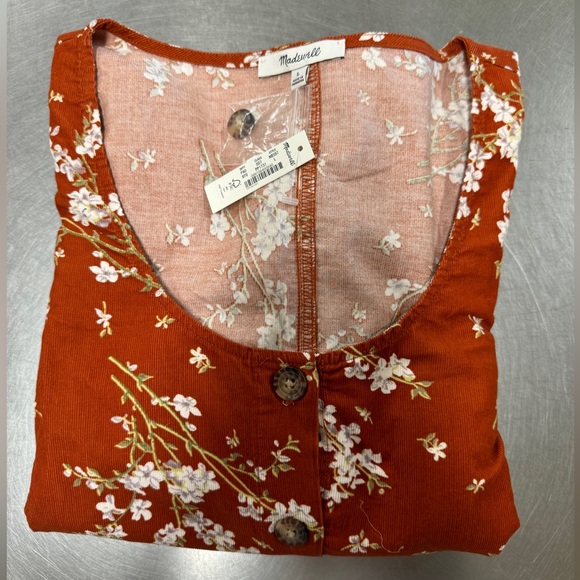 Large Madewell, floral, corduroy, long sleeve blouse - Picture 2 of 11